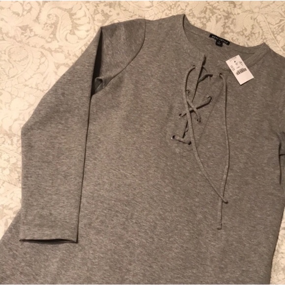NWT J. Crew lace up front sweatshirt ponte knit sweatshirt dress - Picture 5 of 6